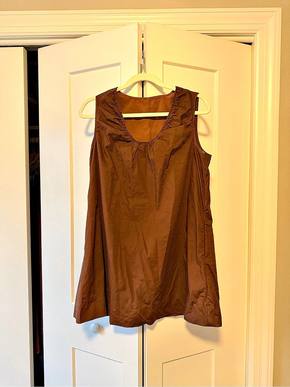Draped Bubble-Hem Dress Brown Sleeveless
